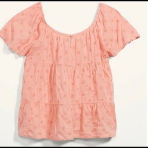 NWT embroidered tie-back top